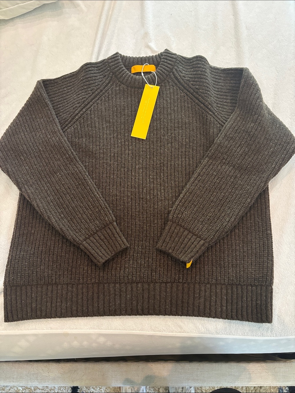 Men's Ribbed Crewneck Sweater in chocolate brown